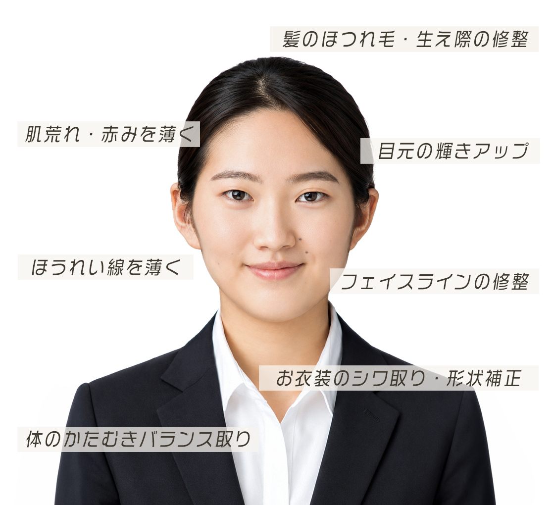 岡山 写真館 フォトスタジオ 島村写場 証明写真 ビジネスプロフィール お見合い 美肌 レタッチ